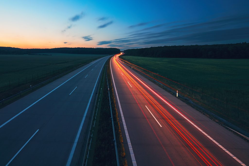 Sunrise on the highway